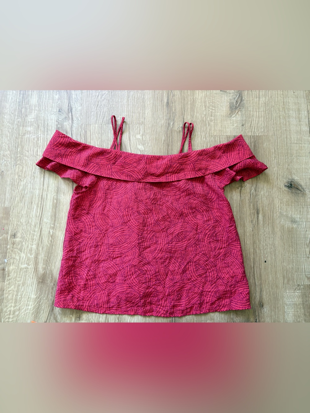 Maeve by Anthropologie Pink Summer Off-Shoulder Ruffle Camisole